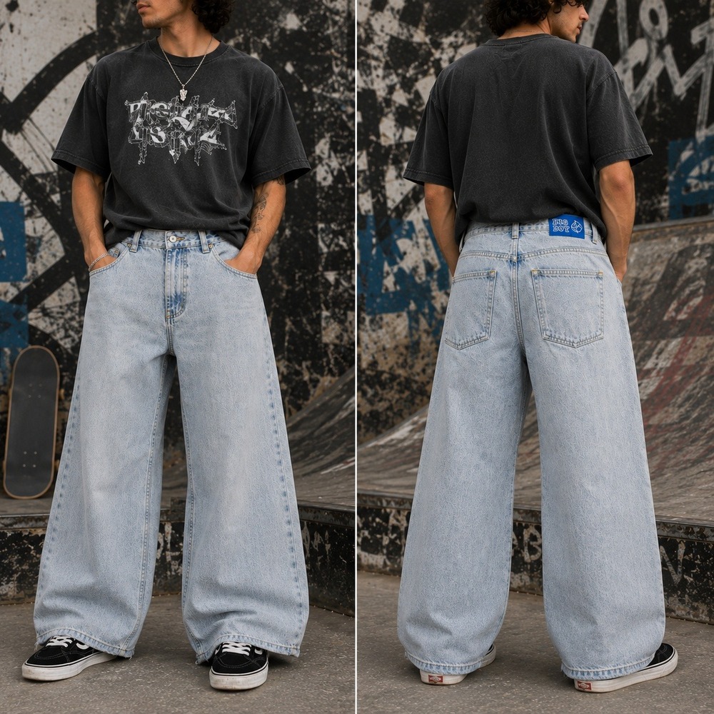 Polar Skate Co Big Boy Jeans Mens M 32x28‎ Light Blue Baggy Wide Leg Skate Denim
